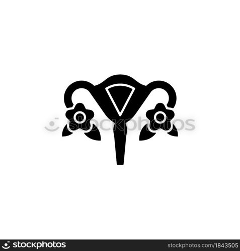 Modern femininity black glyph icon. Ending gender discrimination. Feminist activist. Personal freedom for women. Female health. Silhouette symbol on white space. Vector isolated illustration. Modern femininity black glyph icon