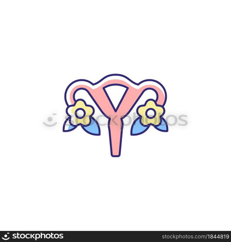 Modern femininity RGB color icon. Ending gender discrimination. Feminist activist. Personal freedom for women. Female health. Social movement. Isolated vector illustration. Simple filled line drawing. Modern femininity RGB color icon