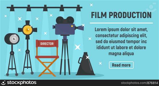Modern film production concept banner. Flat illustration of modern film production vector concept banner for web design. Modern film production concept banner, flat style