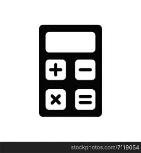 Modern flat black illustration on white backdrop. Calculator, math icon. Accounting sign. Isolated object. EPS 10. Modern flat black illustration on white backdrop. Calculator, math icon. Accounting sign. Isolated object.