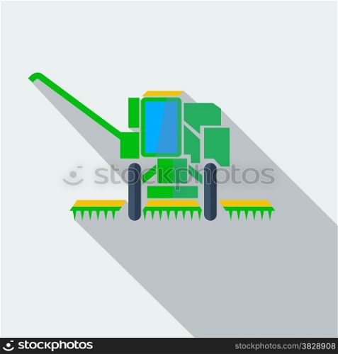 Modern flat design concept icon combine harvester. Vector illustration.