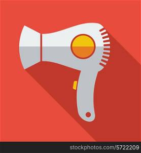 Modern flat design concept icon electric Hair dryer. Vector illustration.