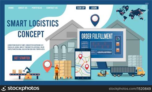 Modern flat design concept of Smart Logistics with global logistics partnership for website and mobile website. Easy to edit and customize. Vector illustration