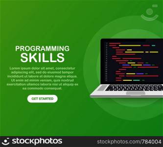 Modern flat design isometric concept of Programming Skills for website and mobile website. Landing page template. Vector stock illustration.
