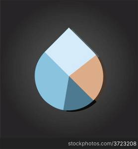 Modern flat design vector water drop pie chart in various colors