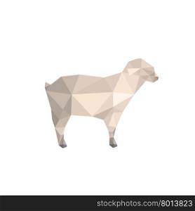 Modern flat design with origami lamb isolated on white background