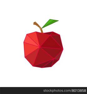 Modern flat design with origami red apple isolated on white background