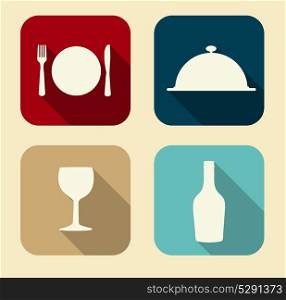 Modern Flat Food Icon Set for Web and Mobile Application in Stylish Colors Vector Illustration. Modern Flat Food Icon Set for Web and Mobile Application