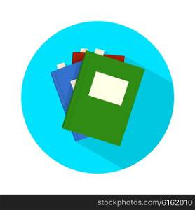 Modern flat icon vector books with long shadow effect in stylish colors of web design. Isolated on white background.