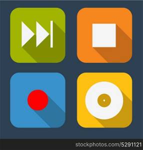 Modern Flat Music Icon Set for Web and Mobile Application