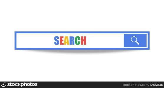 Modern flat search bar with blue search icon. Web vector illustration. Modern flat search bar with blue search icon. Web vector