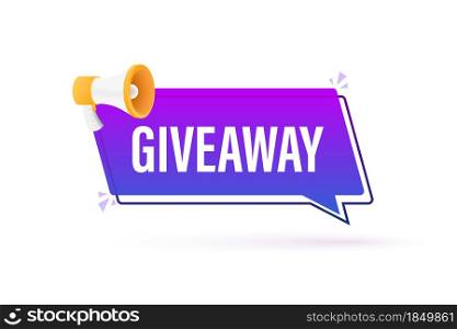 Modern flat style template with giveaway megaphone for banner design. Social media like icon concept. Vector illustration. Modern flat style template with giveaway megaphone for banner design. Social media like icon concept. Vector illustration.