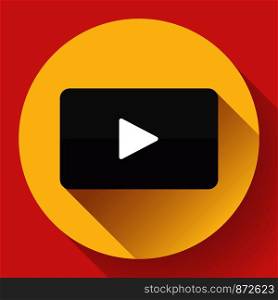 Modern flat video player icon on red. Modern flat video player icon on red.