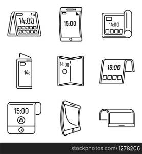 Modern flexible display icons set. Outline set of modern flexible display vector icons for web design isolated on white background. Modern flexible display icons set, outline style