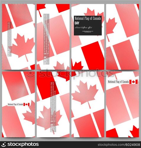 Modern flyers set. National Flag of Canada Day. Abstract dotted vector background. Set of modern vector flyers. National Flag of Canada Day. Abstract dotted vector background