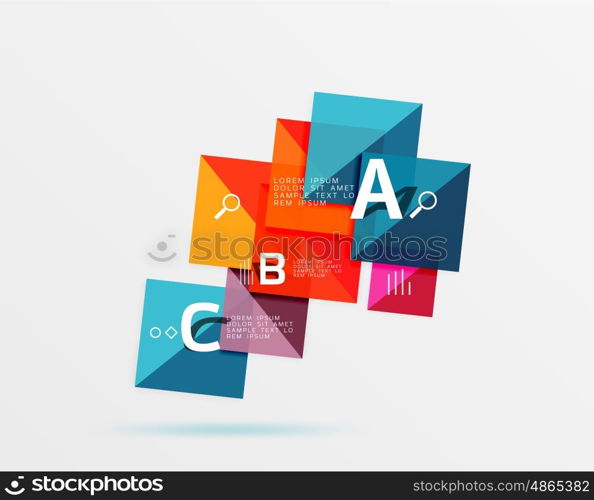 Modern flying square infographic. Vector template background for workflow layout, diagram, number options or web design