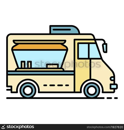 Modern food truck icon. Outline modern food truck vector icon color flat isolated. Modern food truck icon color outline vector