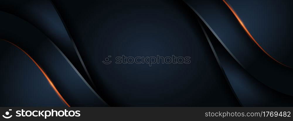 Modern Futuristic Dark Background with Golden Shinny Lines Combination. Graphic Design Element.