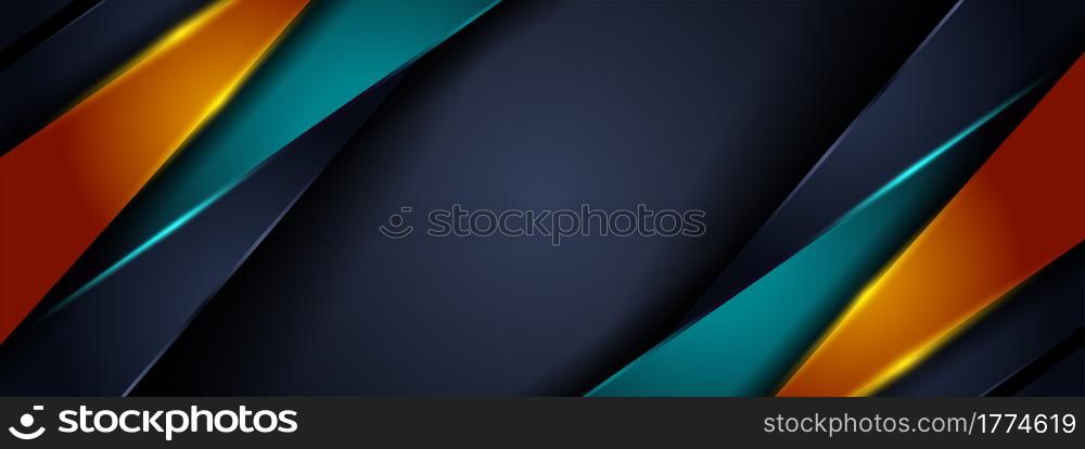 Modern Futuristic Dark Grey Background Combined with Green and Orange Element Combination. Graphic Design Element.