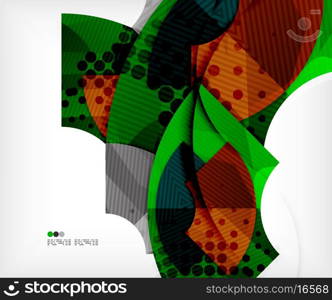 Modern futuristic techno abstract composition, overlapping shapes