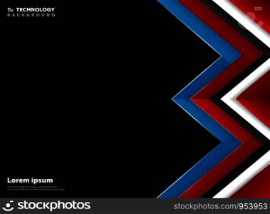 Modern geometric abstract of blue white red gradient background. You can use for technology presentation, ad, poster, web, cover, annual report. Illustration vector eps10