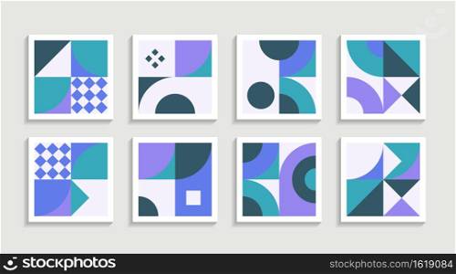 Modern Geometric artwork poster set with simple shape and figure. Abstract minimalist pattern design style for web, banner, business presentation, branding package, fabric print, wallpaper. Graphic design element.