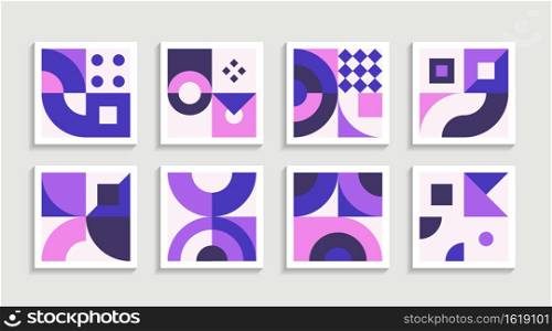 Modern Geometric artwork poster set with simple shape and figure. Abstract minimalist pattern design style for web, banner, business presentation, branding package, fabric print, wallpaper. Graphic design element.