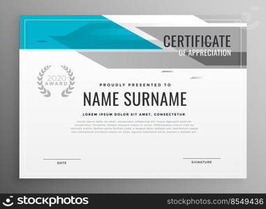 modern geometric certificate of appreciation template