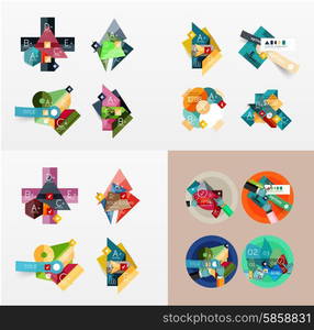 Modern geometric design temlates for universal diagrams, presentation banners, number options and workflow layouts. Vector illustration