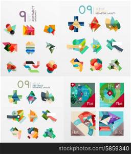 Modern geometric design temlates for universal diagrams, presentation banners, number options and workflow layouts. Vector illustration