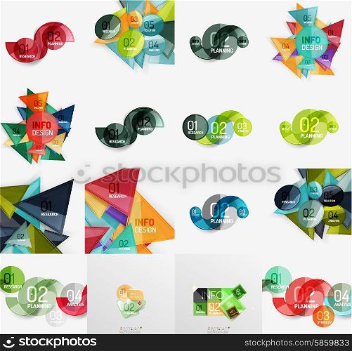 Modern geometric design temlates for universal diagrams, presentation banners, number options and workflow layouts. Vector illustration
