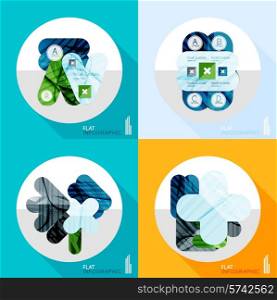 Modern geometric infographic set in trendy flat style. Business abstract layout collection