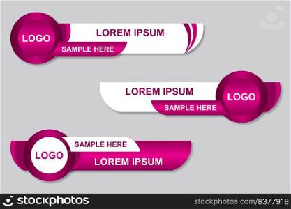 Modern geometric lower third banner template design. Colorful lower thirds set template vector. Modern, simple, clean design style
