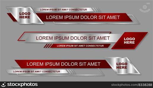 Modern geometric lower third banner template design. Colorful lower thirds set template vector. Vector illustration