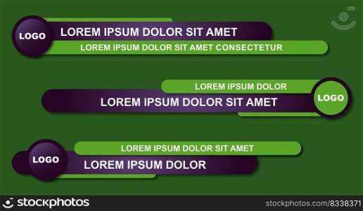 Modern geometric lower third banner template design. Colorful lower thirds set template vector. Vector illustration