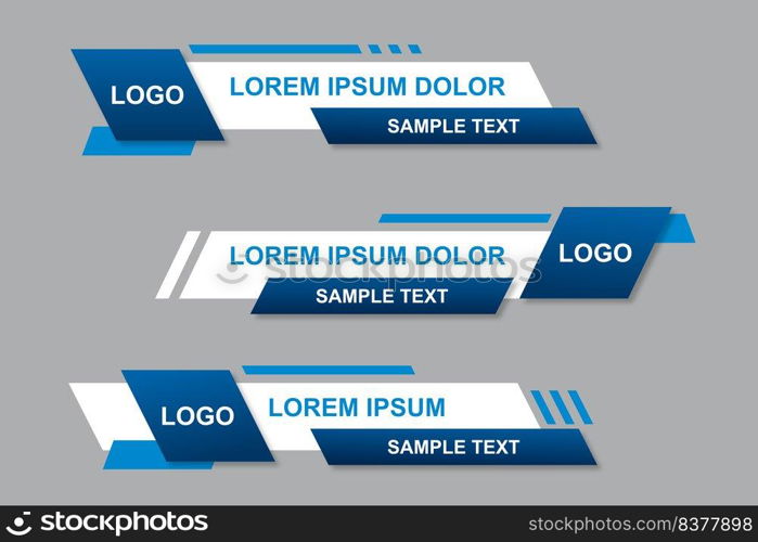 Modern geometric lower third banner template design. Colorful lower thirds set template vector. Vector illustration