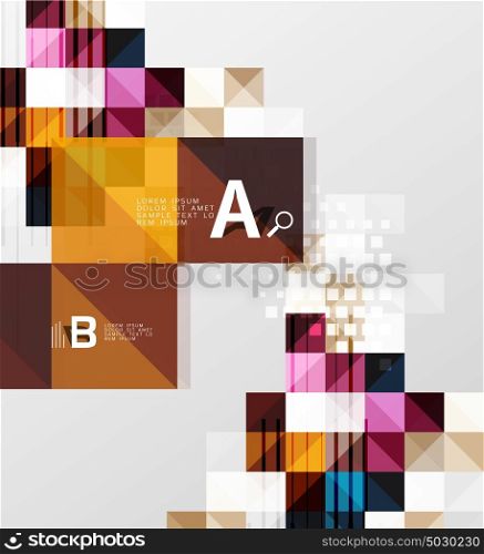 Modern geometrical abstract background, squares. Modern geometrical abstract background, squares with infographics sample text