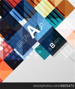 Modern geometrical abstract background, squares with infographics sample text