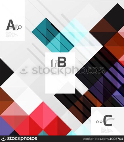 Modern geometrical abstract background, squares with infographics sample text