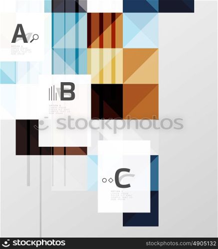 Modern geometrical square banner, minimalistic abstract background with sample letter option infographics