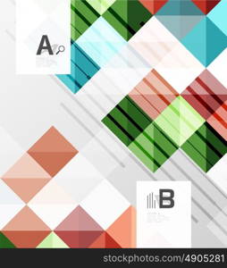 Modern geometrical square banner, minimalistic abstract background with sample letter option infographics