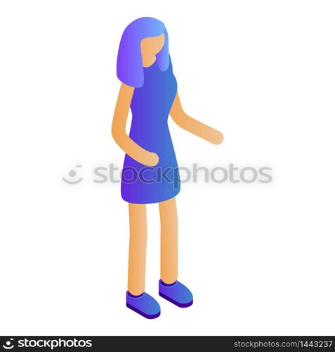 Modern girl icon. Isometric of modern girl vector icon for web design isolated on white background. Modern girl icon, isometric style