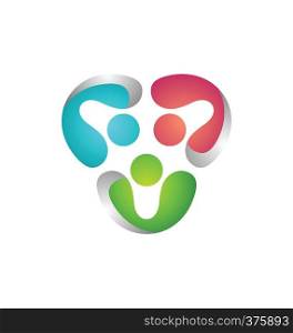 modern global teamwork logo symbol icon vector design illustration
