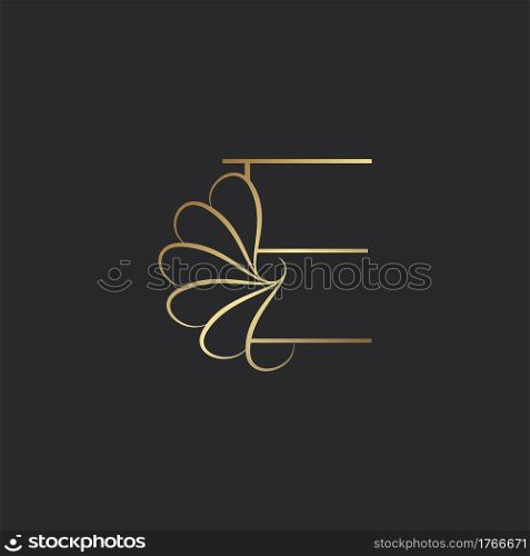 Modern Golden Luxury E Letter Logo, Elegant Alphabet Vector Nature Flower Style Design.