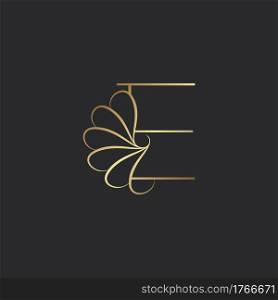 Modern Golden Luxury E Letter Logo, Elegant Alphabet Vector Nature Flower Style Design.