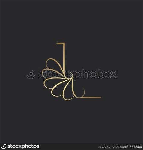 Modern Golden Luxury L Letter Logo, Elegant Alphabet Vector Nature Flower Style Design.