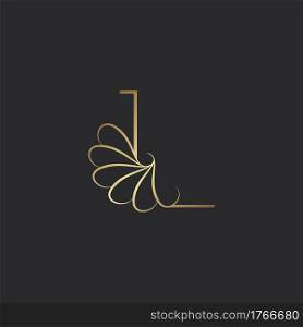 Modern Golden Luxury L Letter Logo, Elegant Alphabet Vector Nature Flower Style Design.