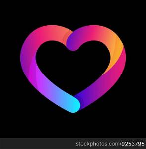 Modern gradient colorful heart shape logo. Vector design element.