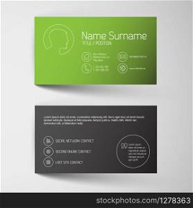 Modern green business card template with simple white line graphic