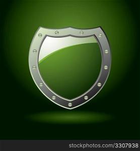 Modern green shield offering protection with illuminated background